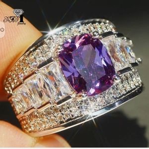 New size 9 amethyst cz silver filled ring